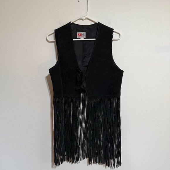 Vintage Suede Leather Vest with Long Fringe, Medium - Picture 3 of 8